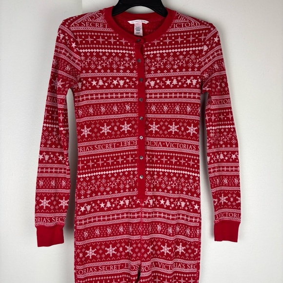 Victoria's Secret Other - Victoria's Secret Thermal Long Festive Red Onesie